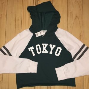 Tillys Cropped green “Tokyo” hoodie